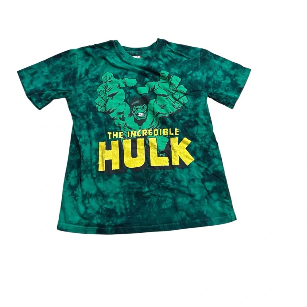 Marvel | Hulk Tie-Dye Kids T-Shirt - Green and Yellow Boys Size 14/16 Like New